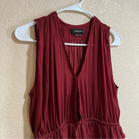 Isabel Marant Damen brick red satin lightweight peplum sleeveless blouse 38/M - Picture 2 of 8